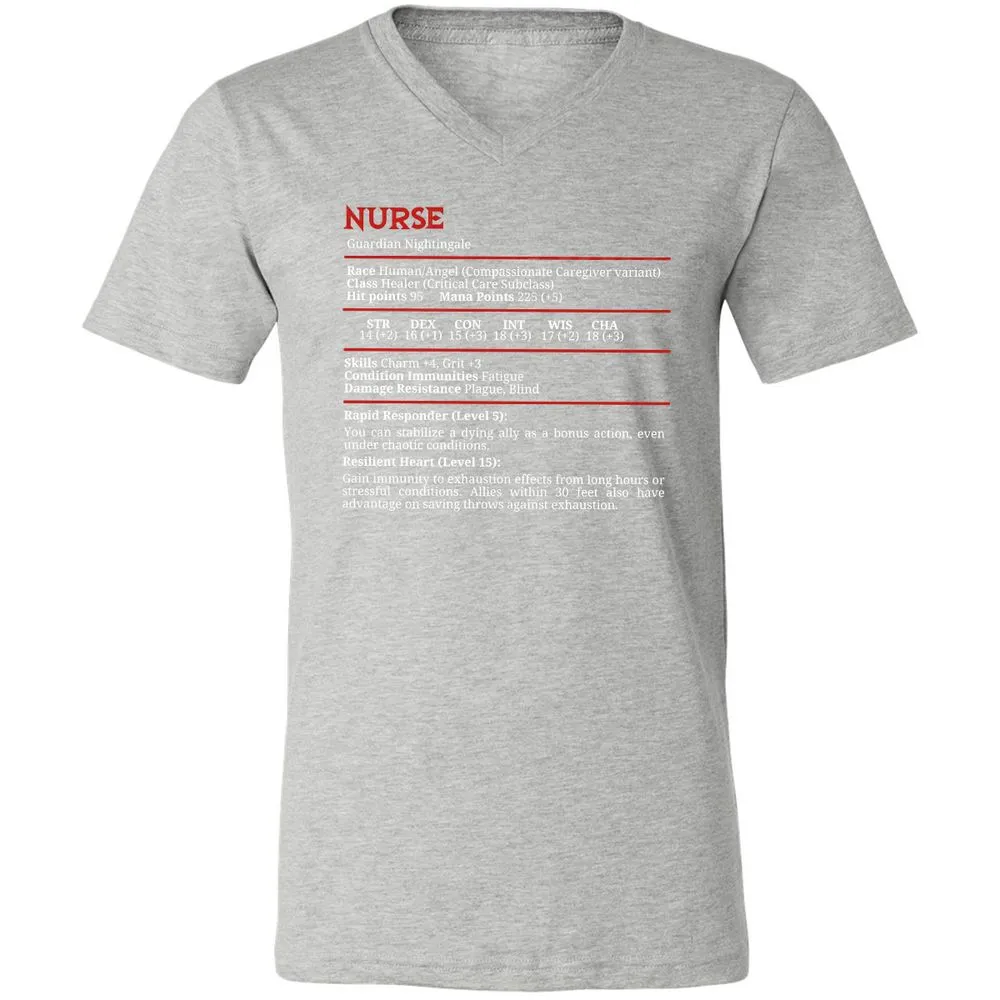 Nurse Stats Unisex V-Neck T-Shirt - Athletic Heather - 7