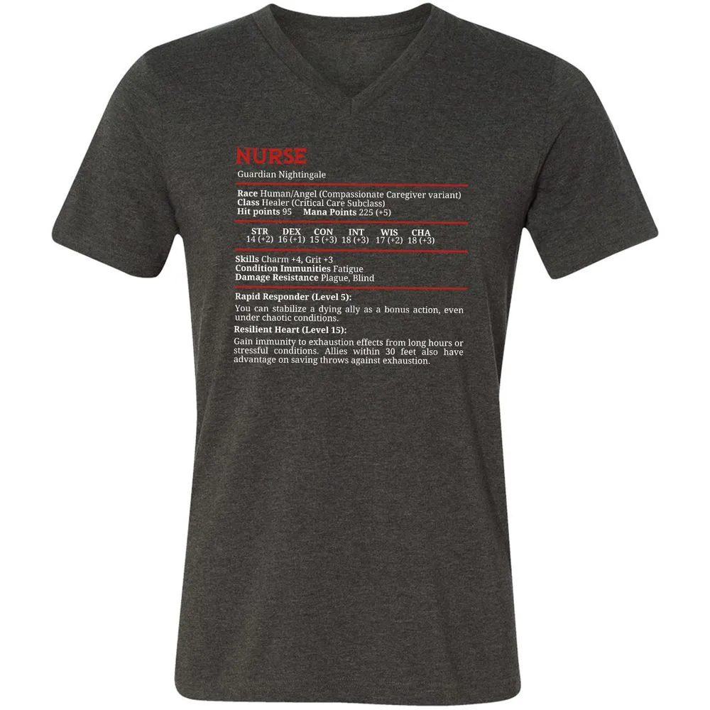 Nurse Stats Unisex V-Neck T-Shirt - Dark Grey Heather - 8