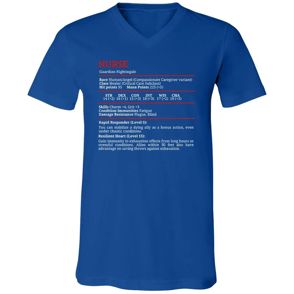 Nurse Stats Unisex V-Neck T-Shirt - True Royal - 4
