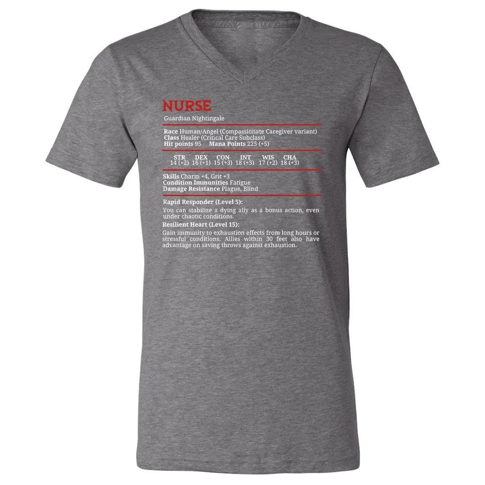 Nurse Stats Unisex V-Neck T-Shirt - Deep Heather - 13