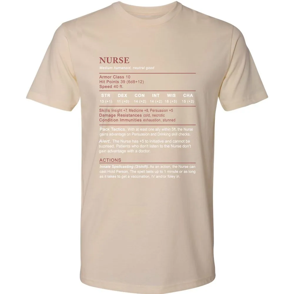 Nurse Stats 2 Premium Unisex T-Shirt - Cream - 14