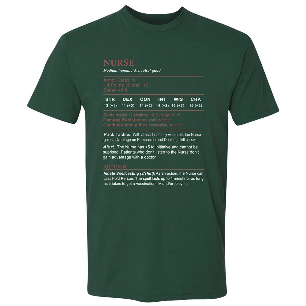 Nurse Stats 2 Premium Unisex T-Shirt - Forest Green - 13