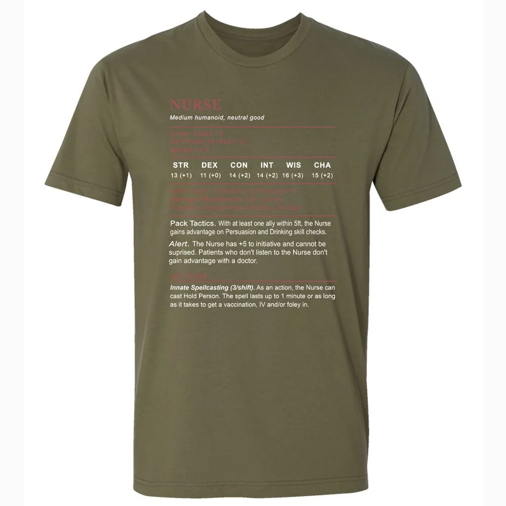 Nurse Stats 2 Premium Unisex T-Shirt - Military Green - 5