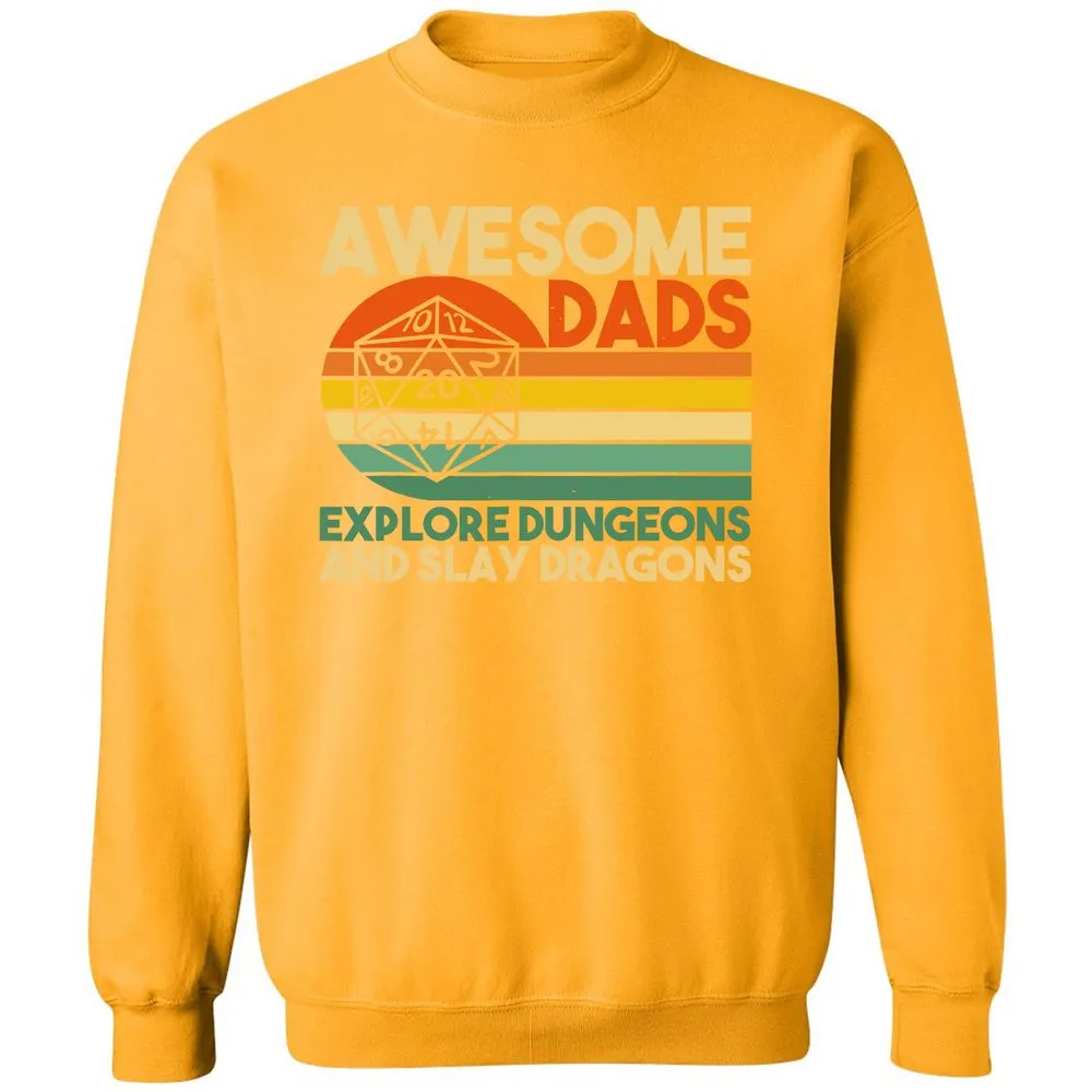 Awesome Dad Explore Dungeons Slay Dragons Classic Unisex Sweatshirt - Gold - 11
