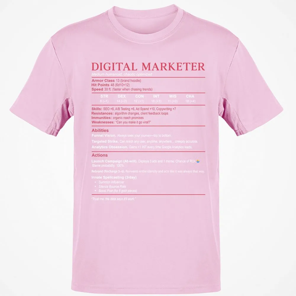 Digital Marketer Stats Classic Unisex T-Shirt - Light Pink - 5