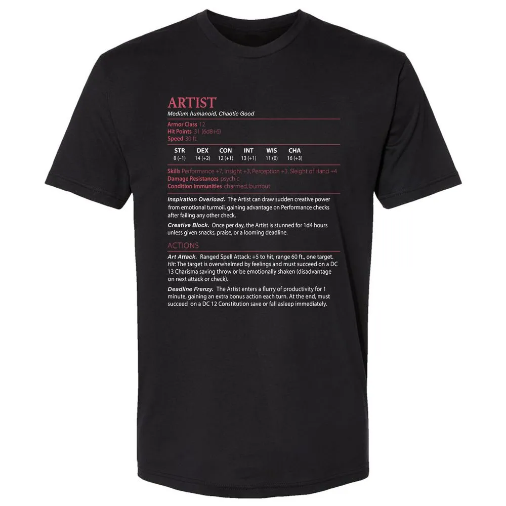 Artist Stats Premium Unisex T-Shirt - Black - 1