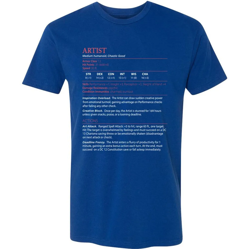 Artist Stats Premium Unisex T-Shirt - Royal - 10