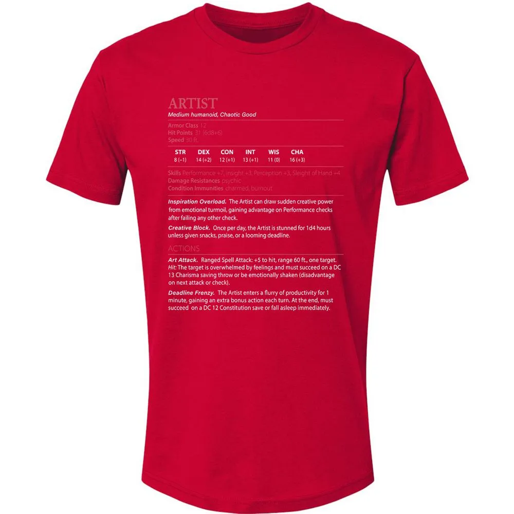 Artist Stats Premium Unisex T-Shirt - Red - 6