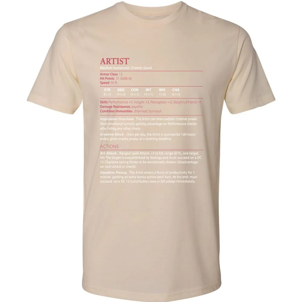 Artist Stats Premium Unisex T-Shirt - Cream - 14