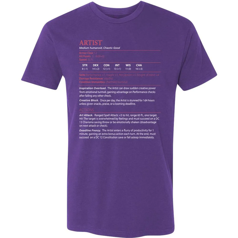Artist Stats Premium Unisex T-Shirt - Purple Rush - 7