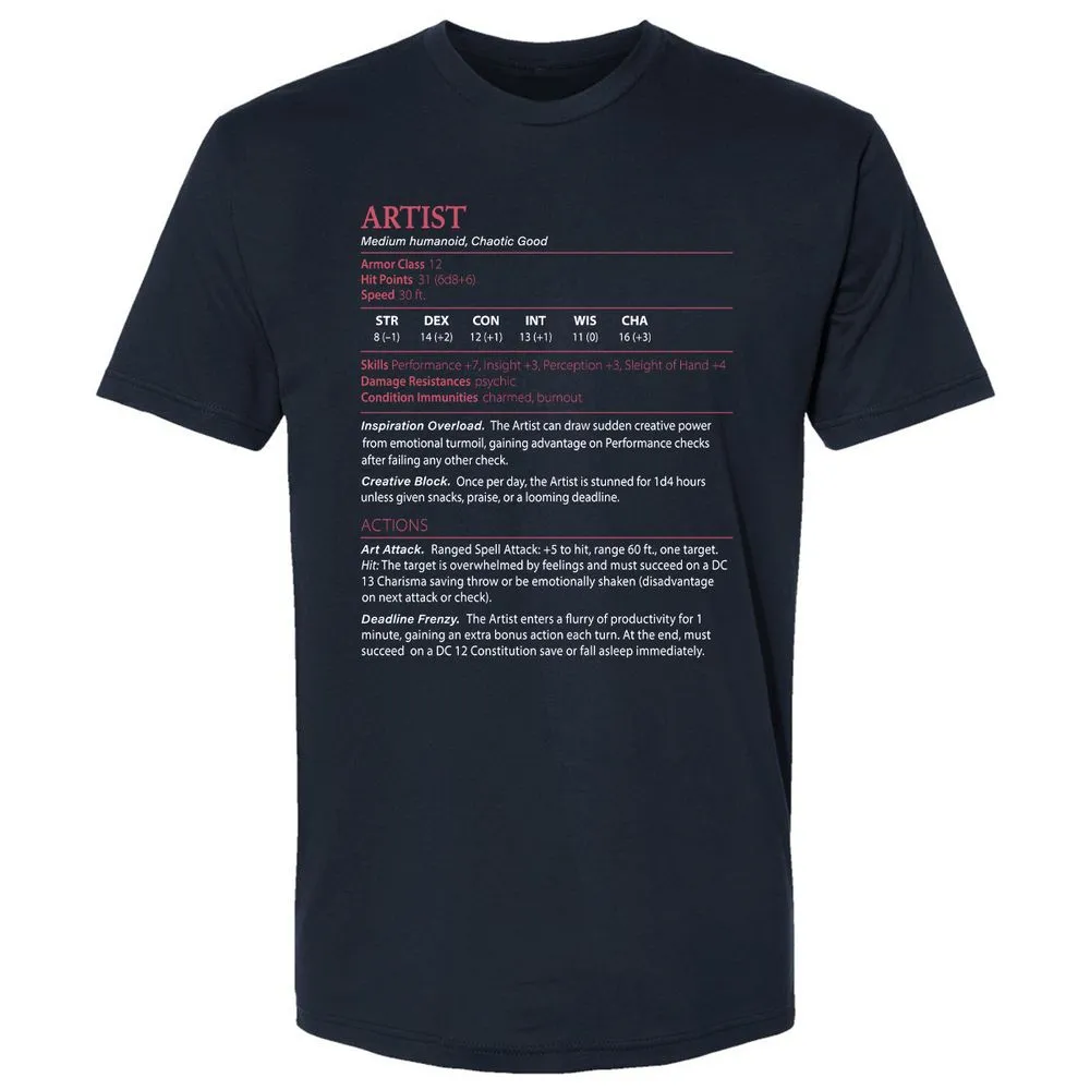 Artist Stats Premium Unisex T-Shirt - Midnight Navy - 2