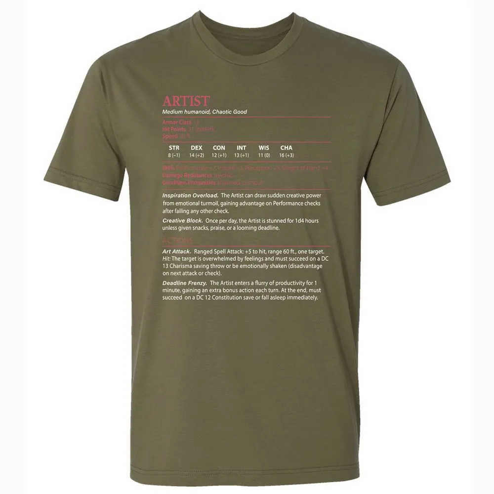 Artist Stats Premium Unisex T-Shirt - Military Green - 5
