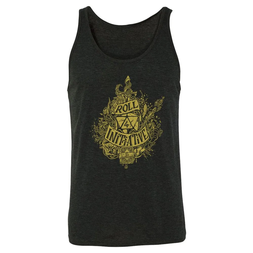 Roll Initiative Unisex Jersey Tank - Charcoal Black Triblend - 5