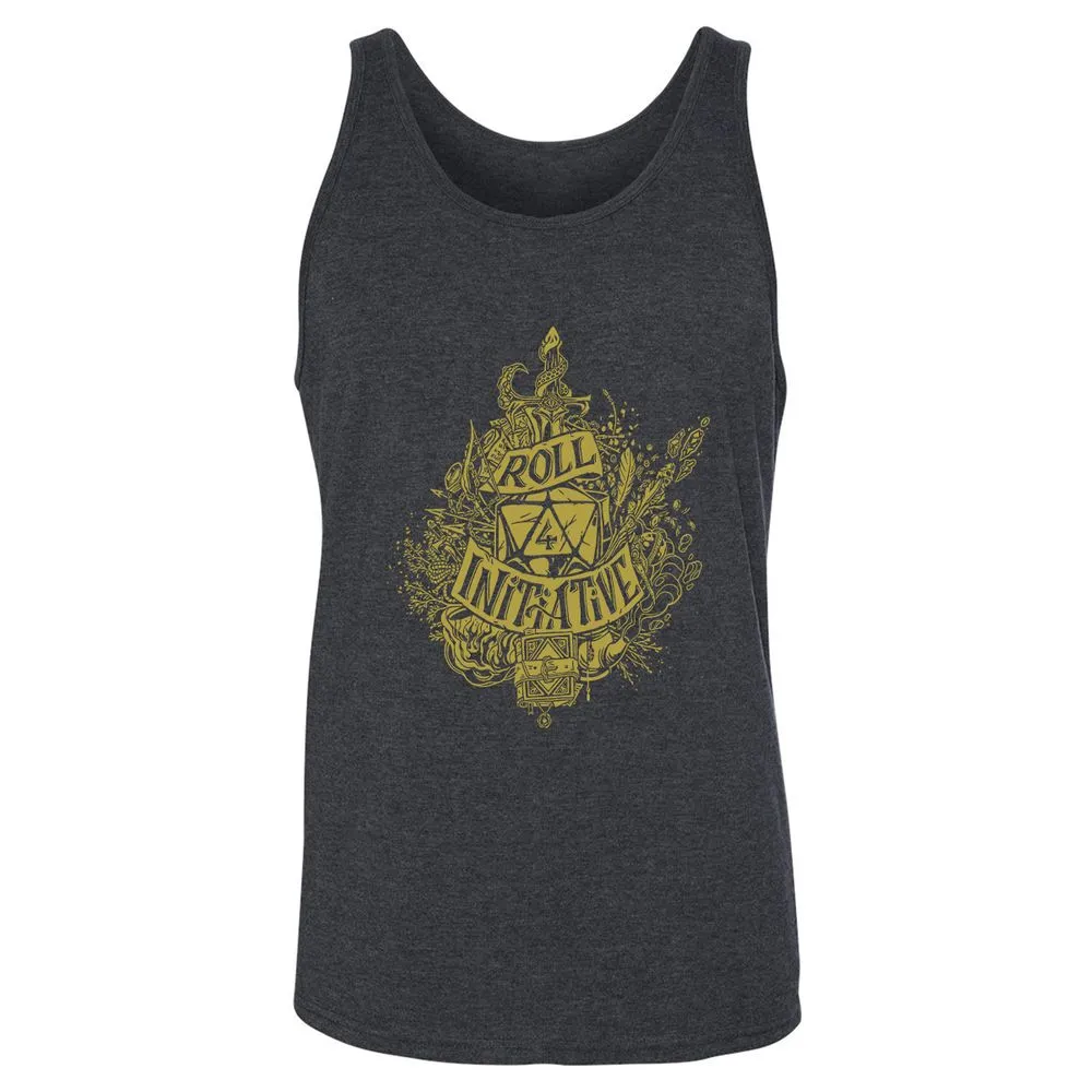 Roll Initiative Unisex Jersey Tank - Dark Grey Heather - 6
