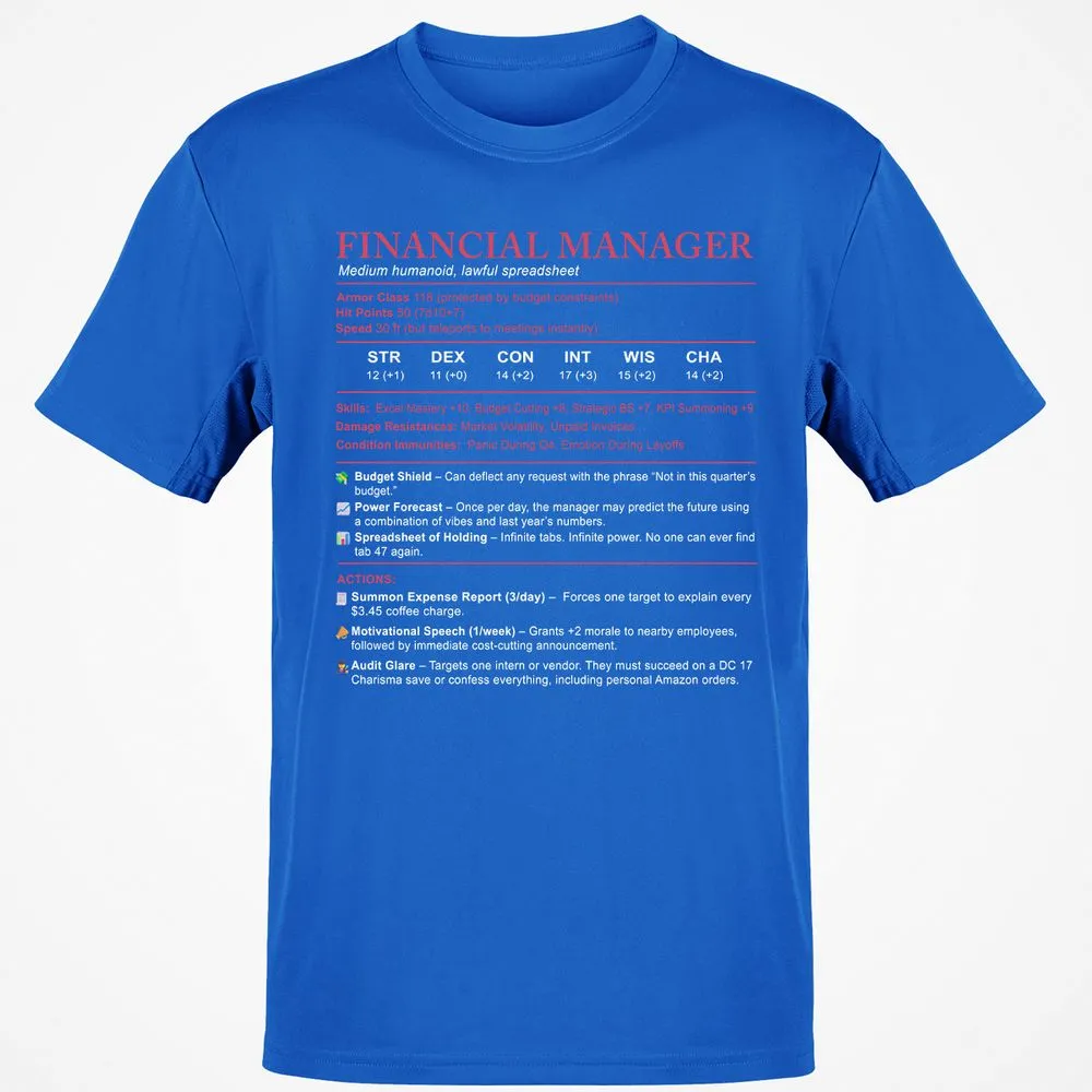 Financial Manager Stats Classic Unisex T-Shirt - Royal - 11