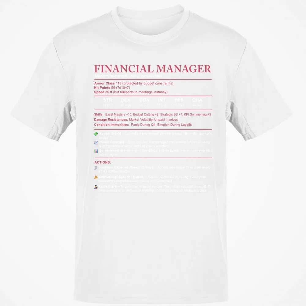Financial Manager Stats Classic Unisex T-Shirt - White - 12