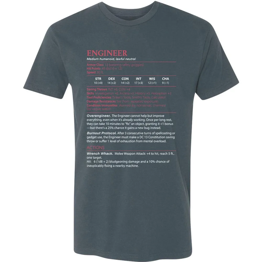 Engineer Stats Premium Unisex T-Shirt - Indigo - 15
