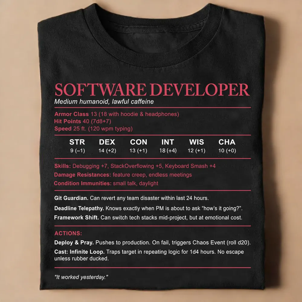 Software Developer Stats Classic Unisex T-Shirt - 1