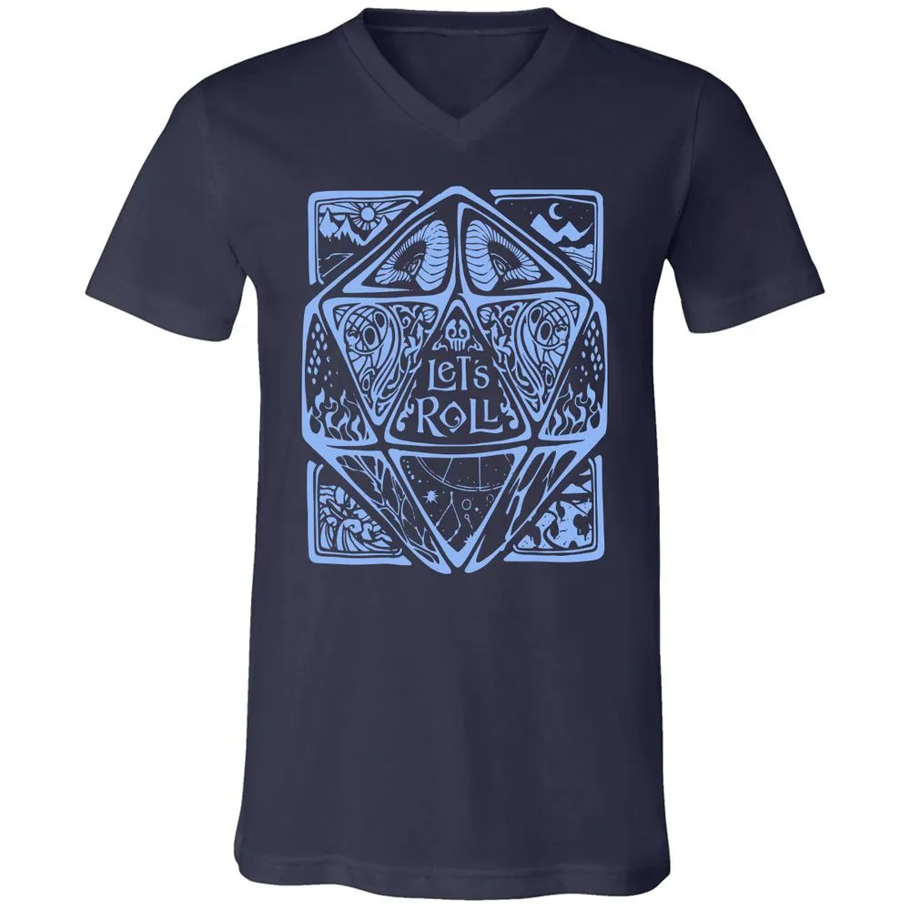 Let's Roll Unisex V-Neck T-Shirt - Navy - 2