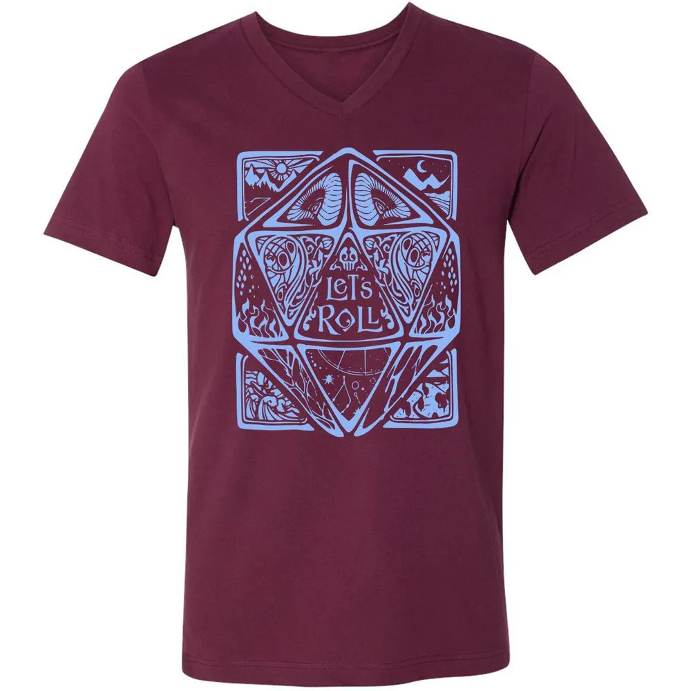 Let's Roll Unisex V-Neck T-Shirt - Maroon - 6