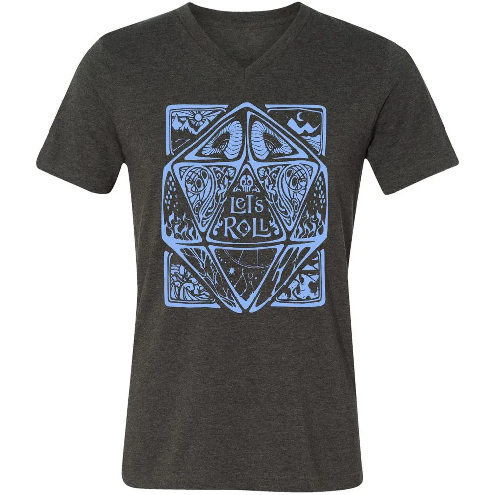 Let's Roll Unisex V-Neck T-Shirt - Dark Grey Heather - 8