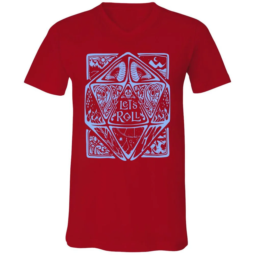 Let's Roll Unisex V-Neck T-Shirt - Red - 3