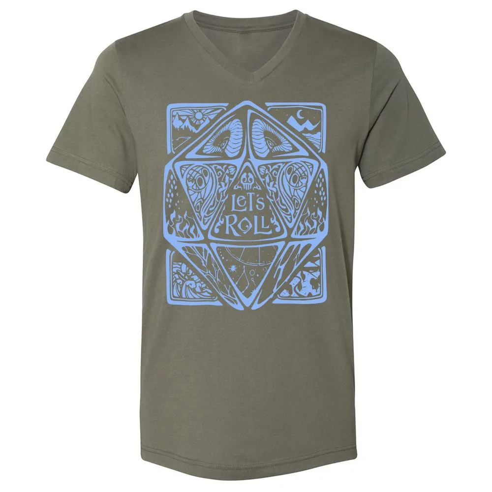 Let's Roll Unisex V-Neck T-Shirt - Military Green - 10