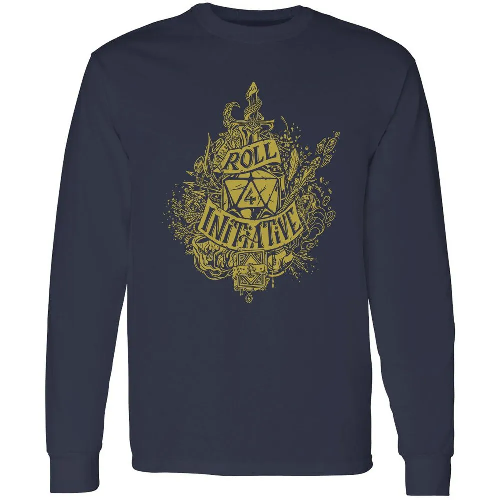 Roll Initiative Long Sleeve T-Shirt - Navy - 2
