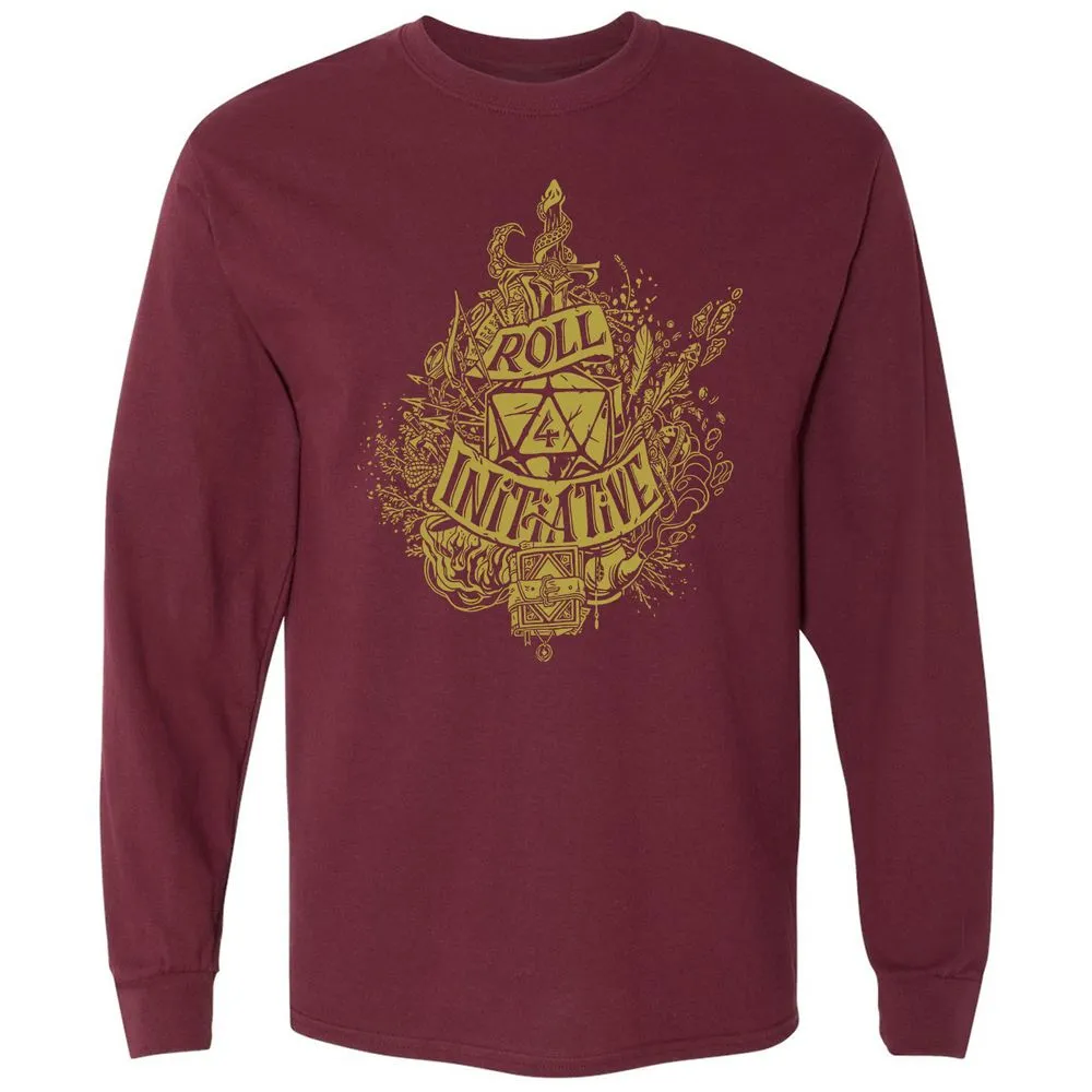 Roll Initiative Long Sleeve T-Shirt - Maroon - 11