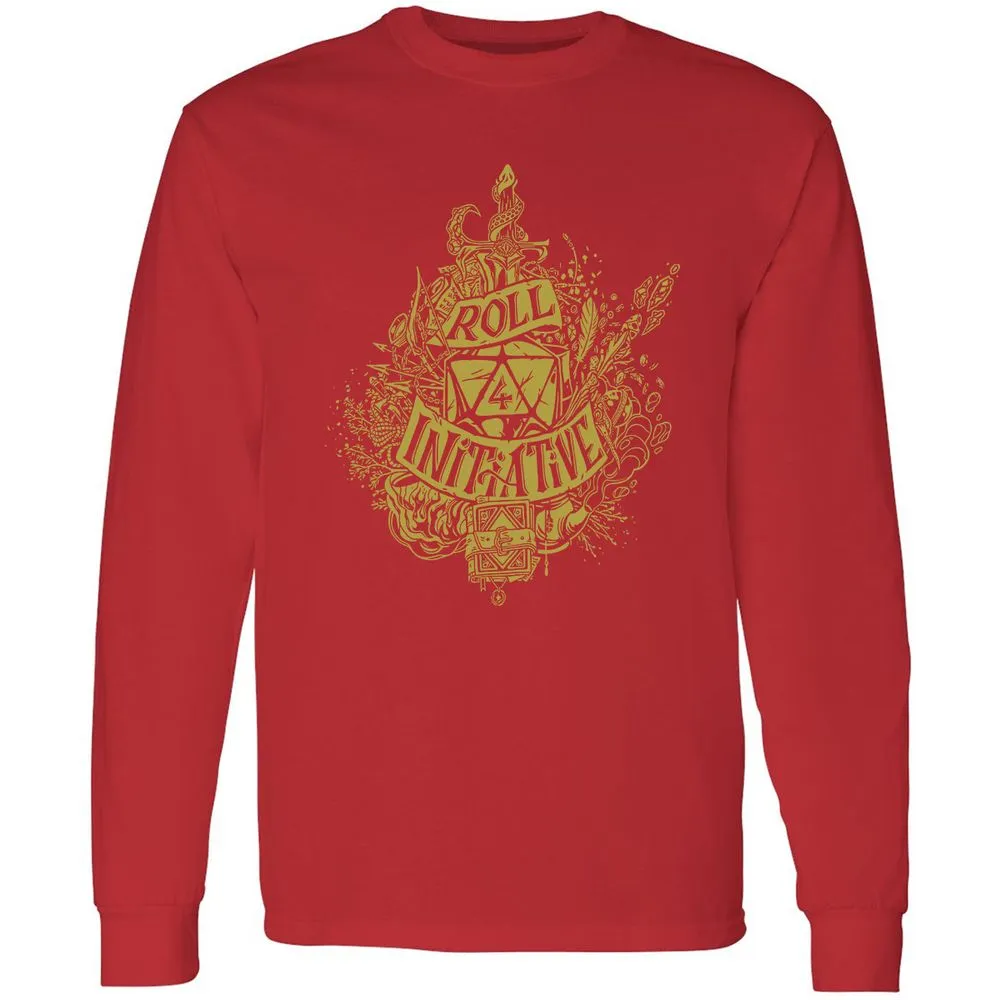 Roll Initiative Long Sleeve T-Shirt - Red - 14