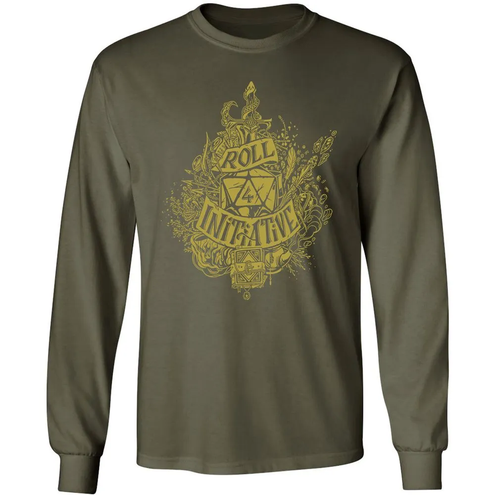 Roll Initiative Long Sleeve T-Shirt - Military Green - 16
