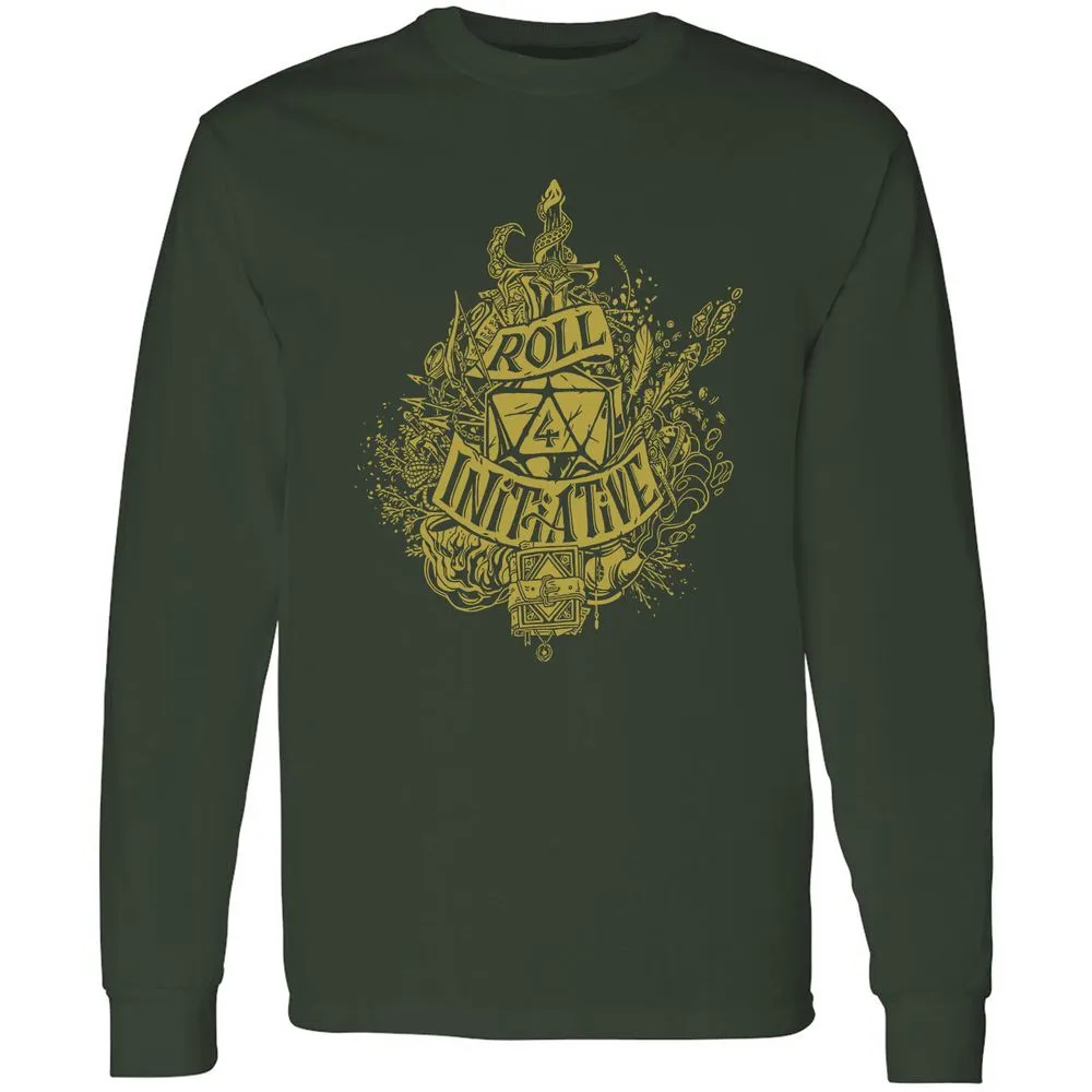 Roll Initiative Long Sleeve T-Shirt - Forest Green - 4