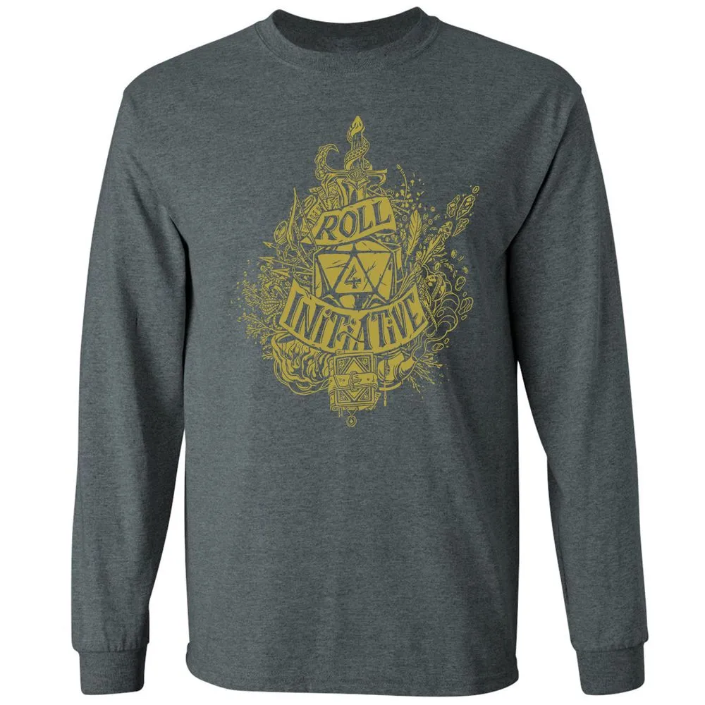 Roll Initiative Long Sleeve T-Shirt - Dark Heather - 15