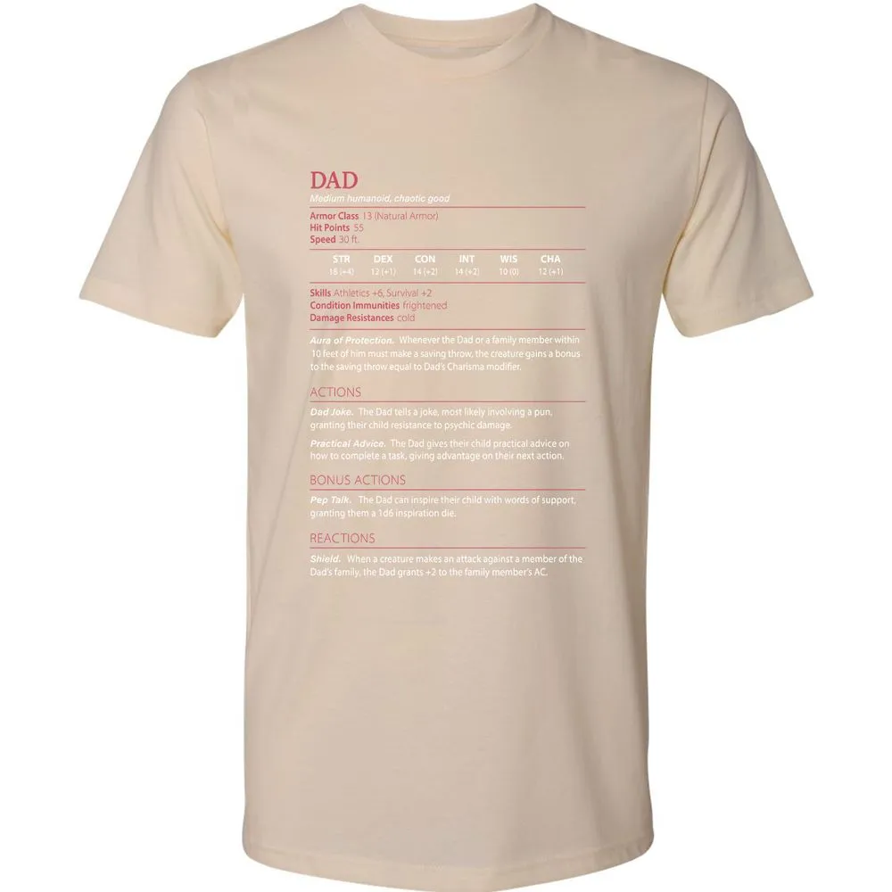 Dad Stats Premium Unisex T-Shirt - Cream - 14
