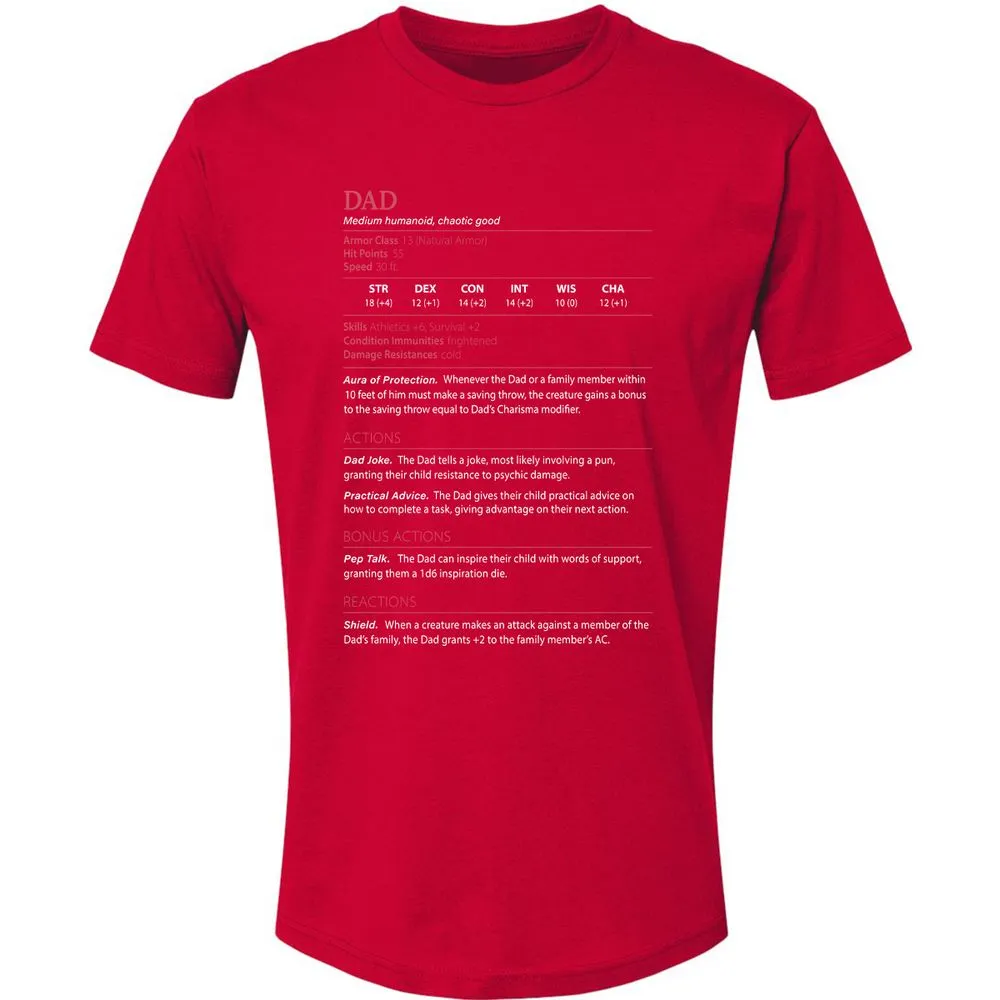 Dad Stats Premium Unisex T-Shirt - Red - 6