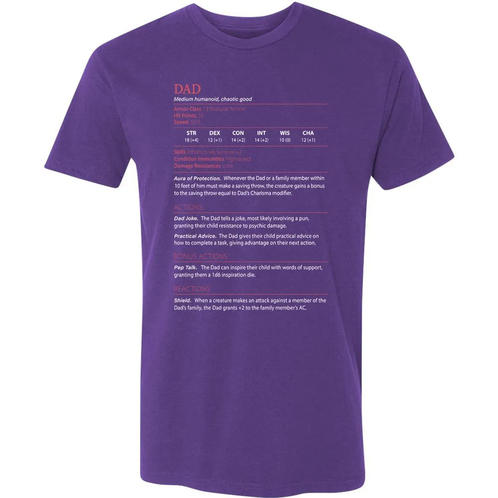 Dad Stats Premium Unisex T-Shirt - Purple Rush - 7
