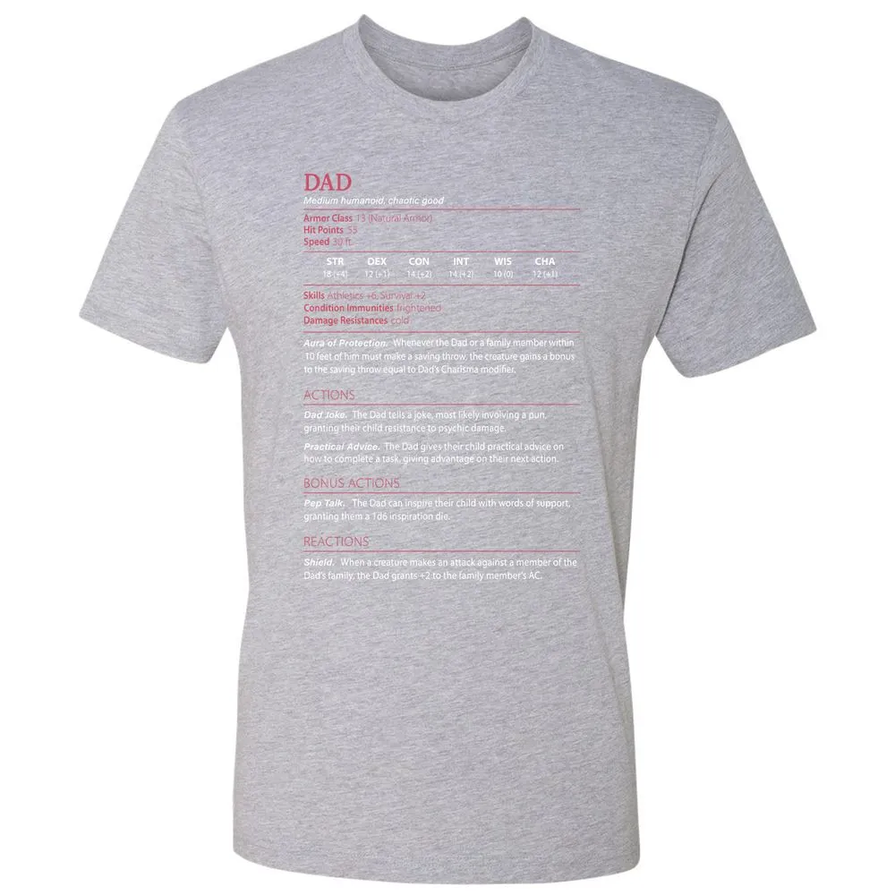 Dad Stats Premium Unisex T-Shirt - Heather Grey - 9