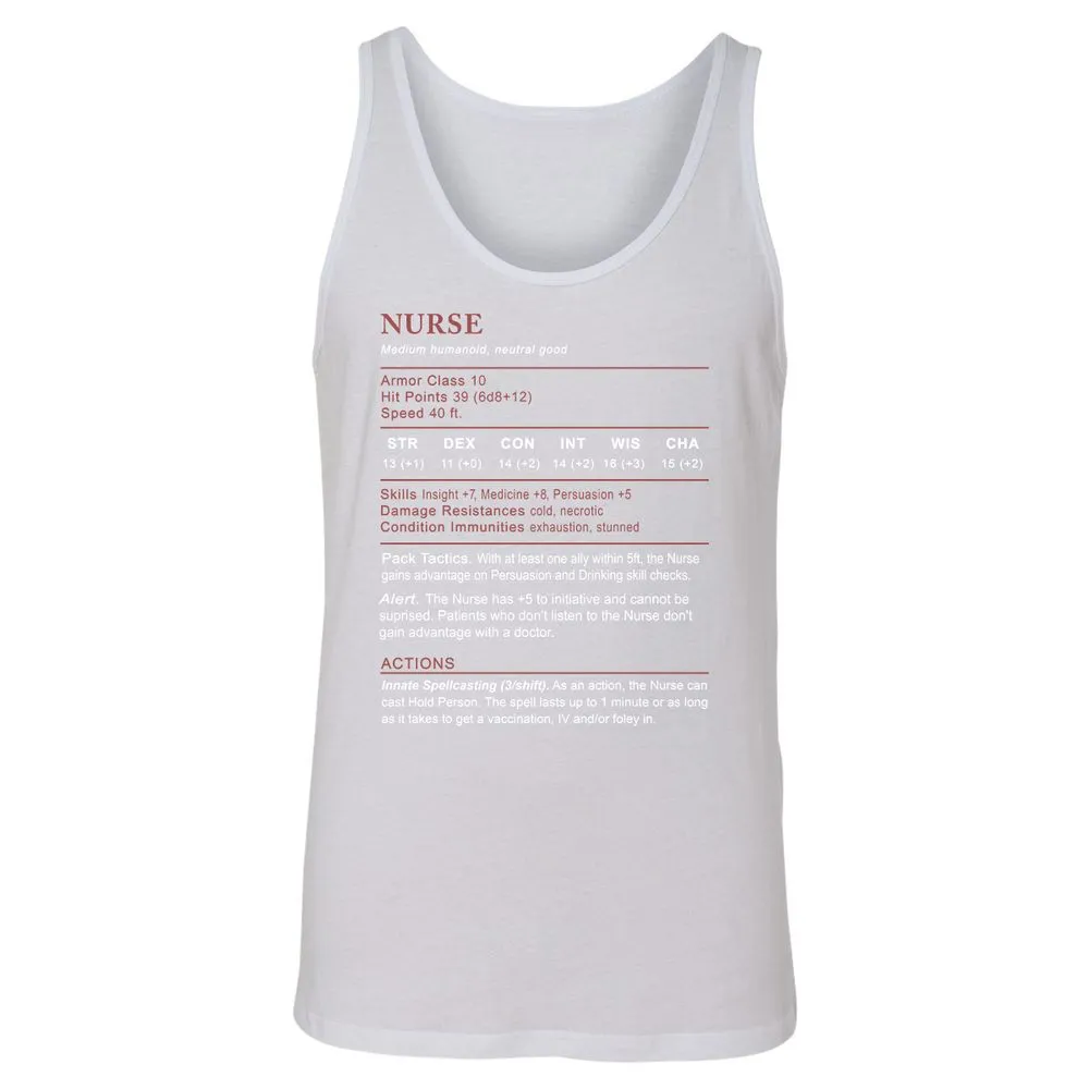 Nurse Stats 2 Unisex Jersey Tank - White - 14