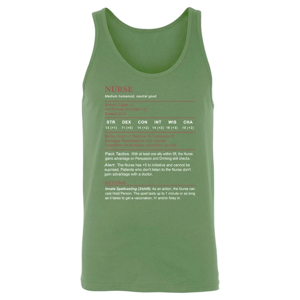 Nurse Stats 2 Unisex Jersey Tank - Leaf - 10