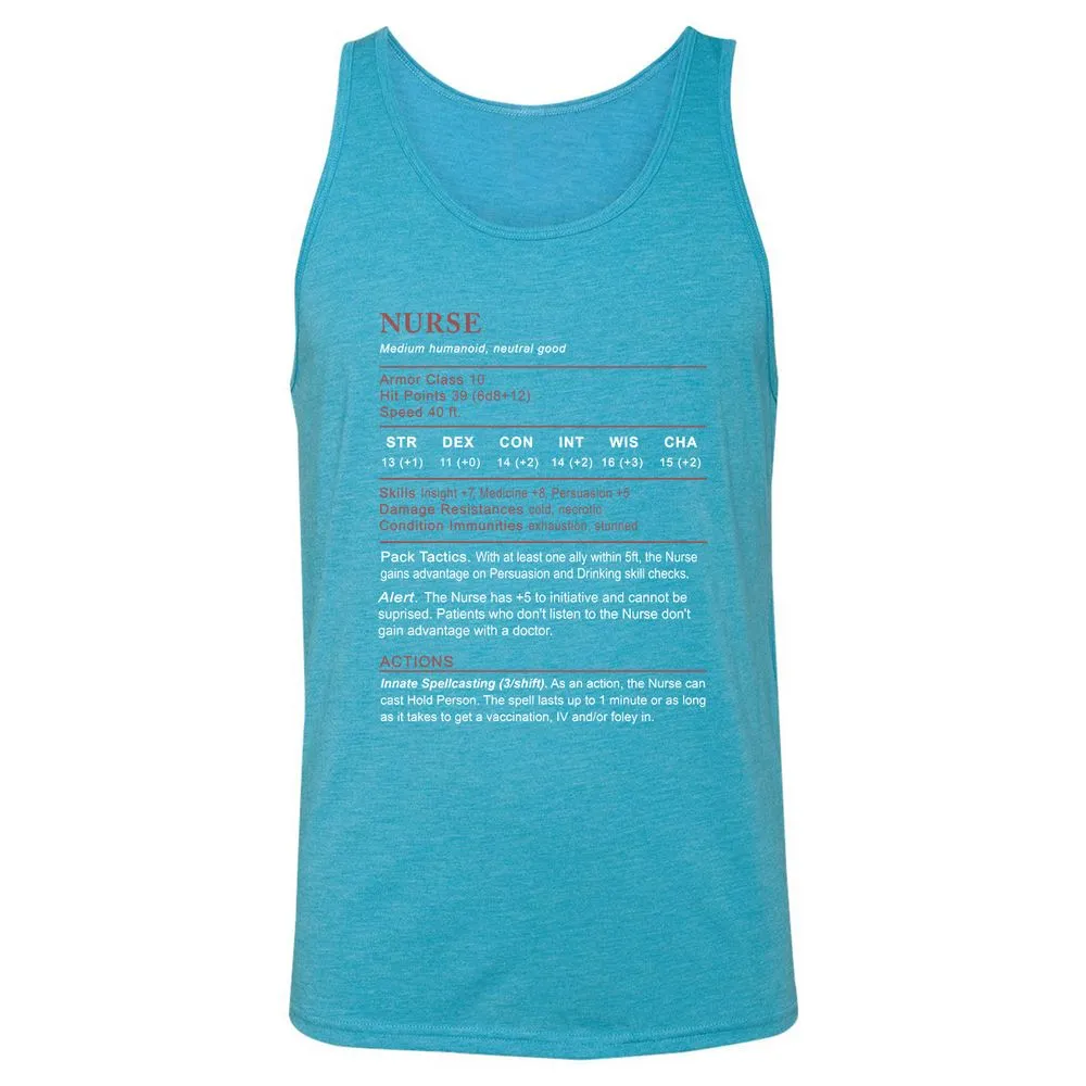 Nurse Stats 2 Unisex Jersey Tank - Aqua Triblend - 3