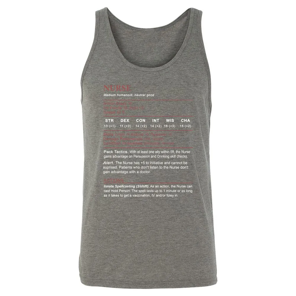 Nurse Stats 2 Unisex Jersey Tank - Grey Triblend - 8