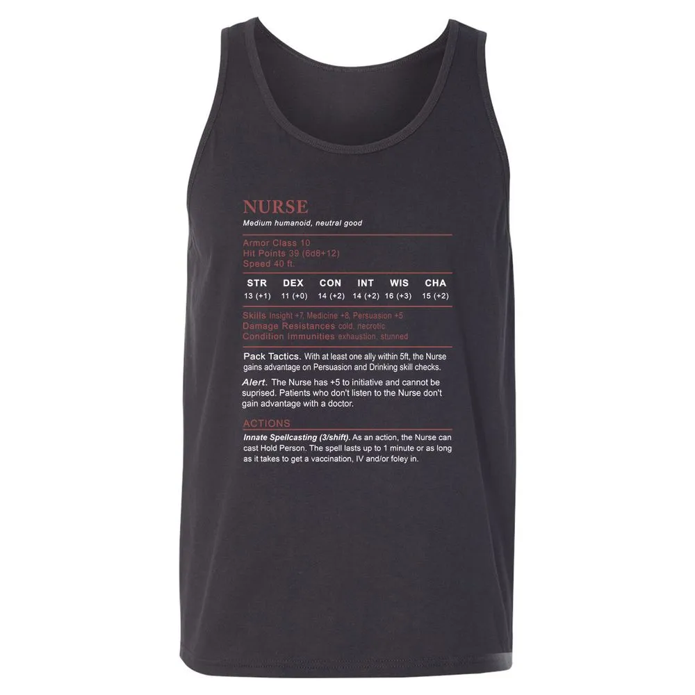 Nurse Stats 2 Unisex Jersey Tank - Dark Grey - 7