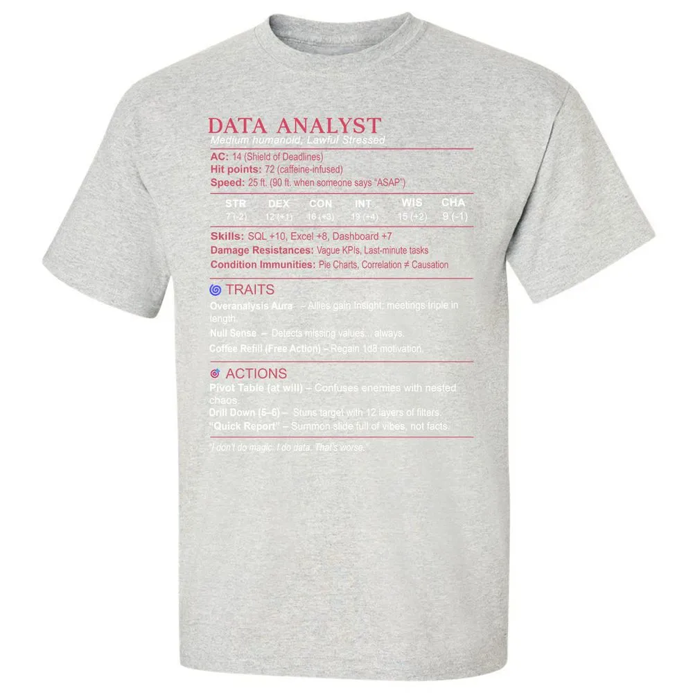 Data Analyst Stats Classic Unisex T-Shirt - Ash - 2