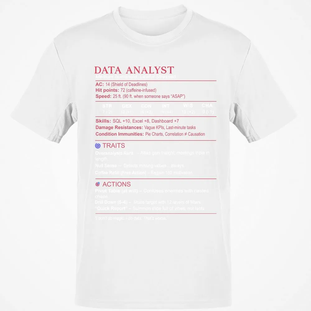 Data Analyst Stats Classic Unisex T-Shirt - White - 12