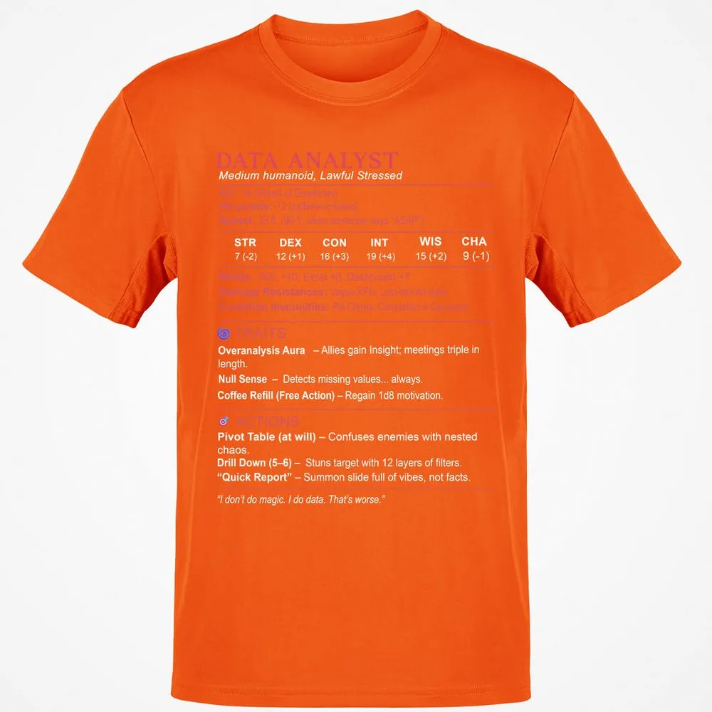 Data Analyst Stats Classic Unisex T-Shirt - Orange - 8