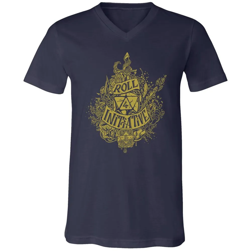 Roll Initiative Unisex V-Neck T-Shirt - Navy - 2