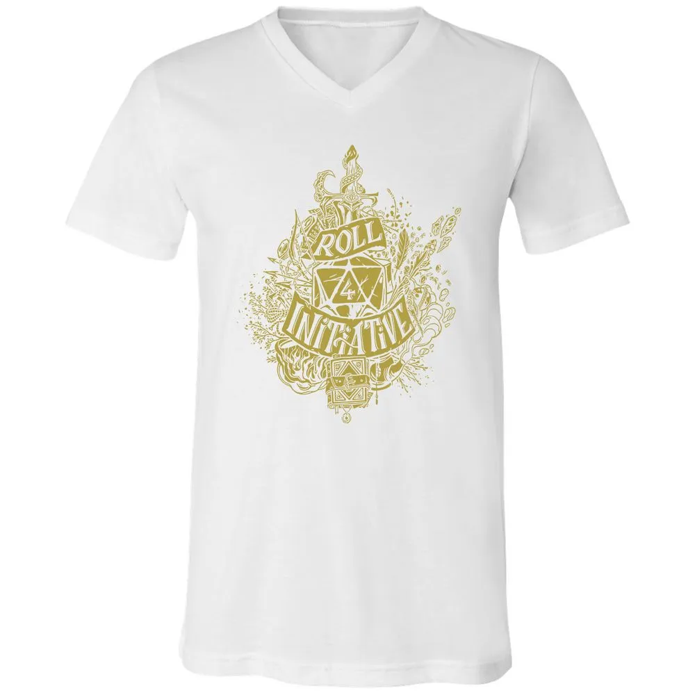 Roll Initiative Unisex V-Neck T-Shirt - White - 5