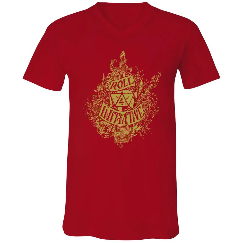 Roll Initiative Unisex V-Neck T-Shirt - Red - 3