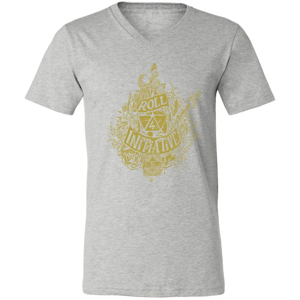 Roll Initiative Unisex V-Neck T-Shirt - Athletic Heather - 7