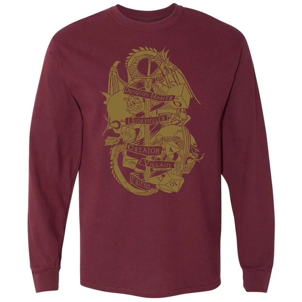 Dungeon Master Dragon Long Sleeve T-Shirt - Maroon - 11